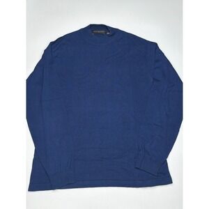 Jhane Barnes Mock Neck Sweater Blue 72% Silk Blend Women's Medium